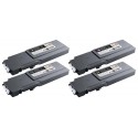 FG Encre Cartouche de Toner Compatible pour Dell C3760 / C3765 BK/C/M/Y Lot de 4