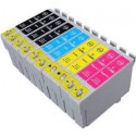 FGE Pack de 10 Cartouches d'encre compatibles pour EPSON T0611 T0612 T0613 T0614