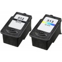 FGE Pack de 2 Cartouches d'encre compatibles pour CANON Pack PG512 CL-513 pour Canon iP2700 iP2702 MP230 MP235 MP240 MP250 MP252